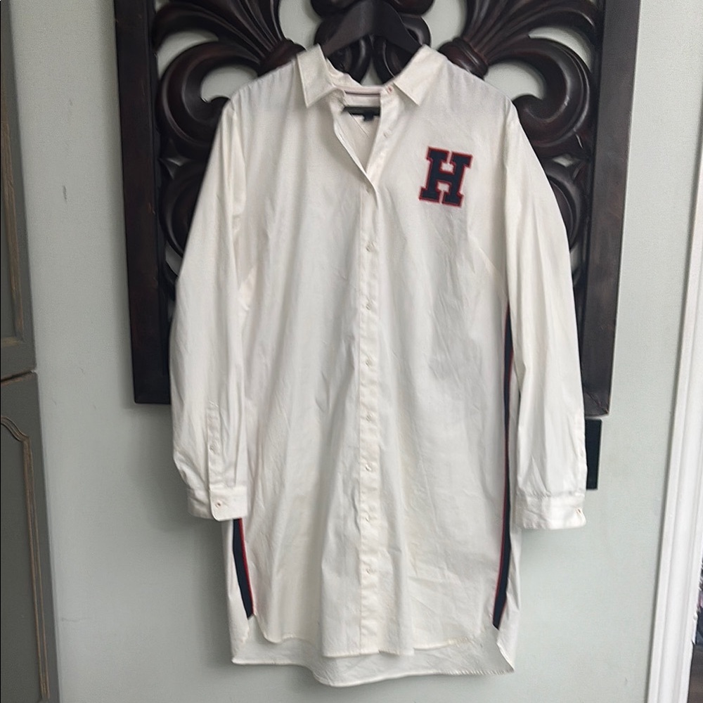 TOMMY HILFIGER White Button-Up Shirt/Dress
